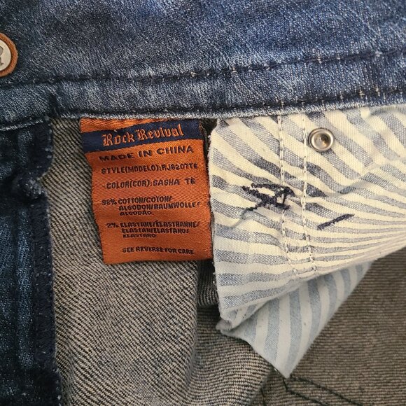 Rock Revival Sasha Embellished Bootcut Jeans Womens 30 Fleur de lis - Picture 8 of 9